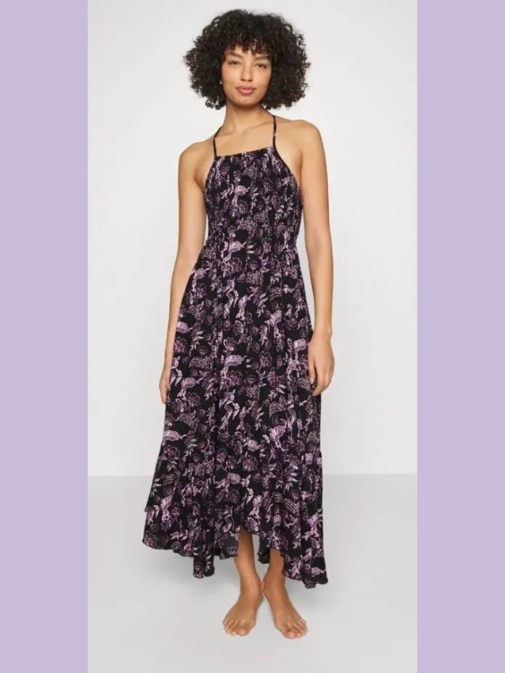 NWOT Free People Purple XS/Small Floral Heat Wave Maxi Dress